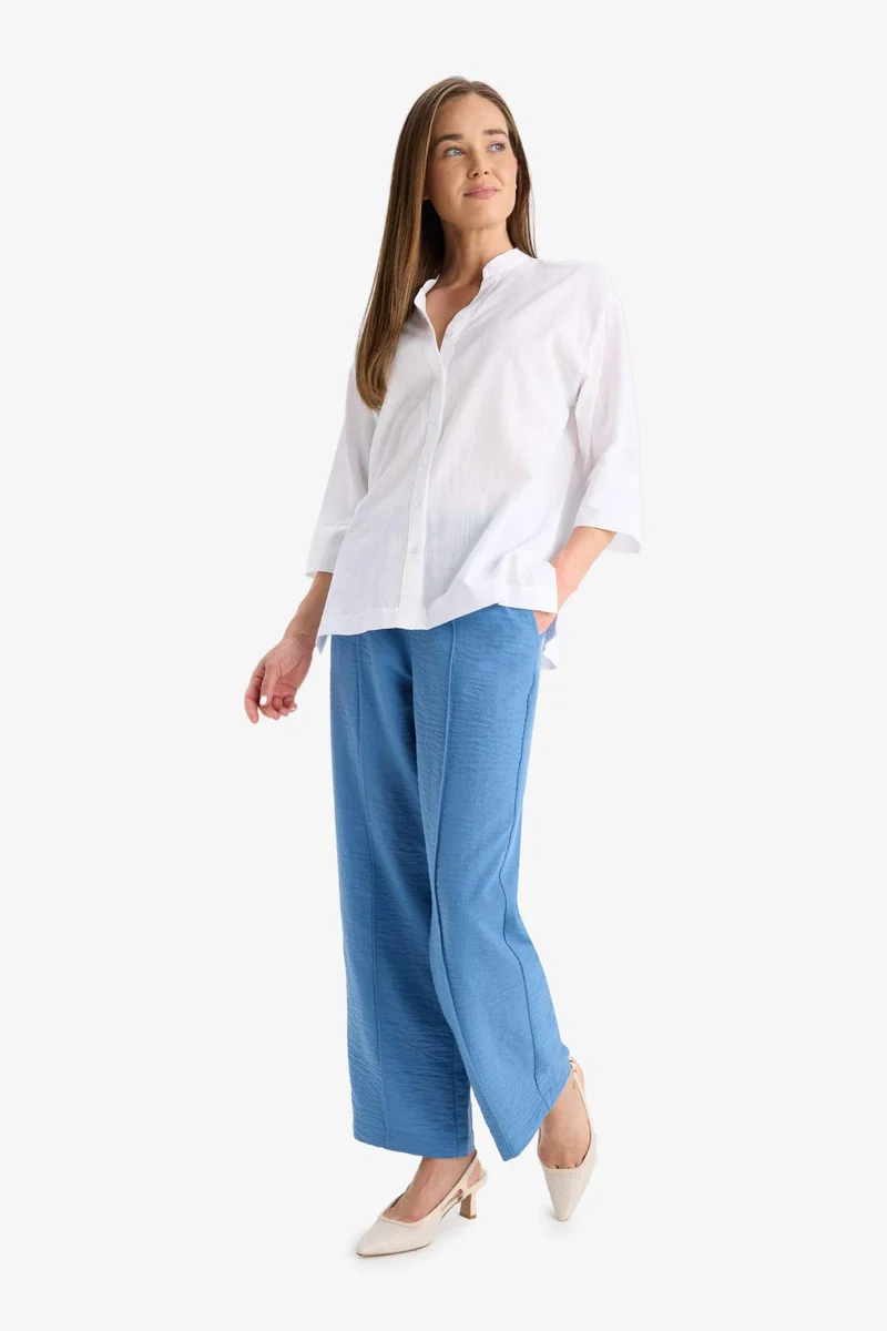 DeFacto Regular Fit Cotton Half Sleeve White Shirt