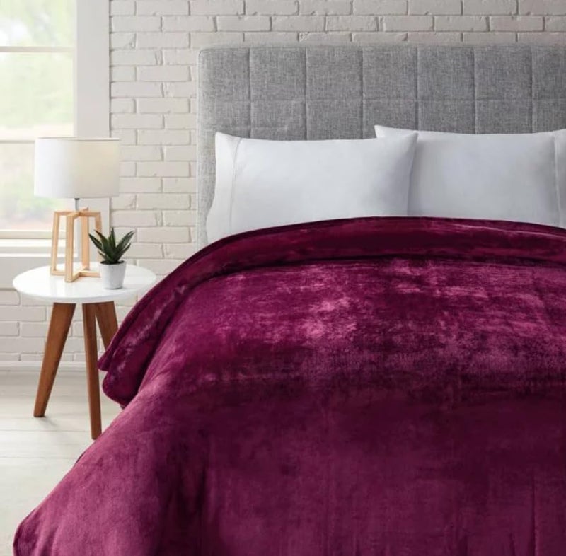 S&S Sands® Hotel Quality Woollen Double Bed Duvet Cover with Zipper Closure, Ultra Soft Flannel,Quilt Cover King Size 90X 100 (Inches) (Wine) - Image 1