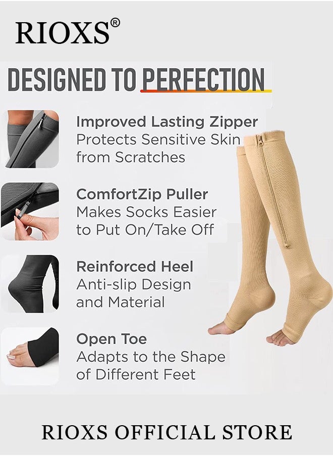 RIOXS - 3 Pairs High Compression Socks for Mens and Womens Support Circulation Recovery Athletic Fit Running Splints Flight Travel Boost Endurance Protection Achilles Tendon - Image 1