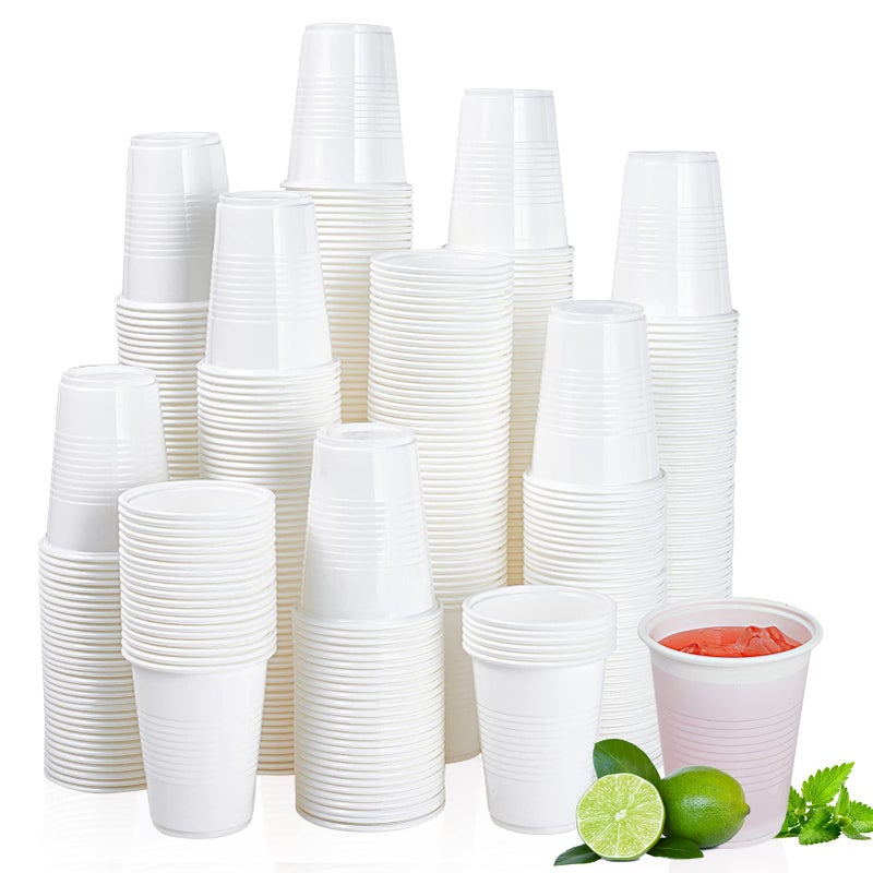 Lilymicky 500 Pack 7 oz Disposable Plastic Cups Drinking Cups White Party Cups for Birthday Parties Picnics Ceremonies and Wedding