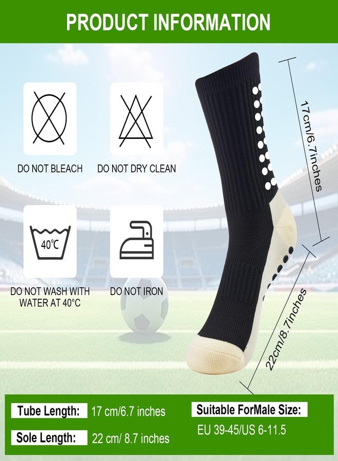 Adboros 9 Pairs Men's Soccer Socks Grips Pads Non Slip Football Basketball Sports Training Cushioned Athletic Socks Youth- Black - Image 4