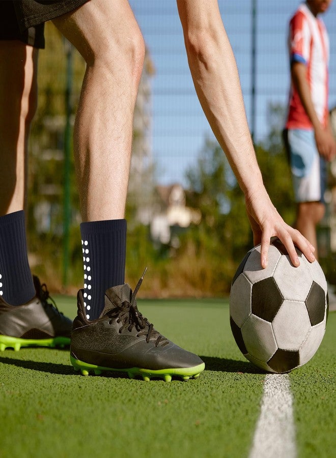 Adboros 9 Pairs Men's Soccer Socks Grips Pads Non Slip Football Basketball Sports Training Cushioned Athletic Socks Youth- Black - Image 2