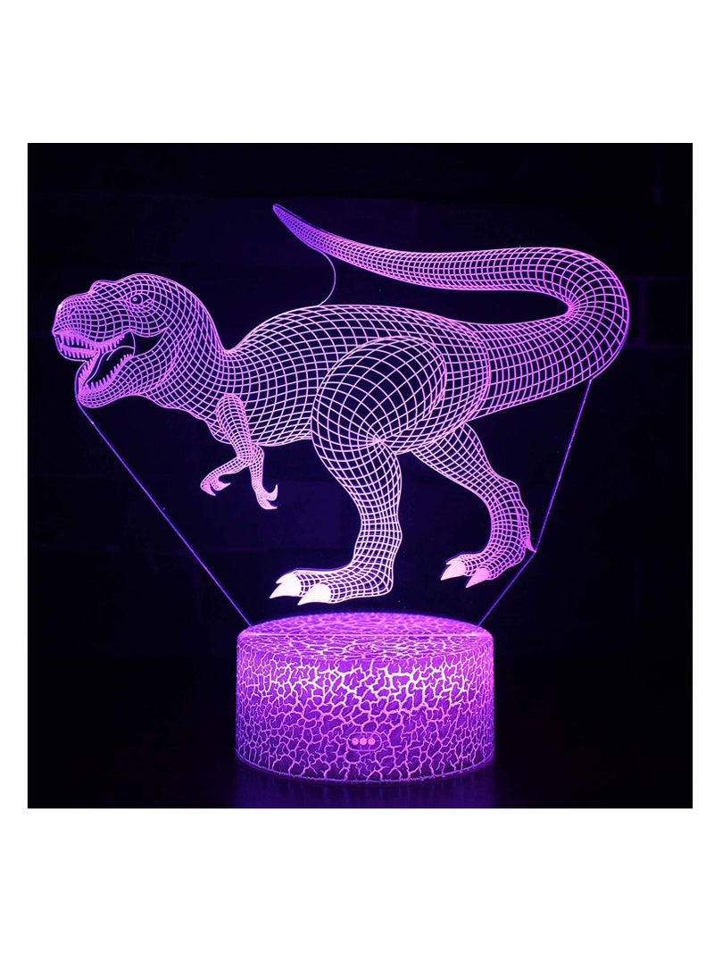 althiqahkey Dinosaur 3D Night Light Touch Table Desk Lamp Three Pattern 7 Colors Optical Illusion Lights with Acrylic Flat & ABS Base & USB Cable  - Image 3