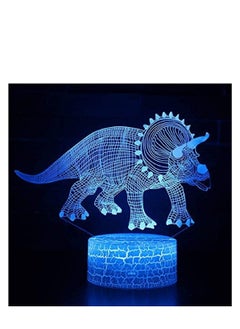 althiqahkey Dinosaur 3D Night Light Touch Table Desk Lamp Three Pattern 7 Colors Optical Illusion Lights with Acrylic Flat & ABS Base & USB Cable  - Image 2