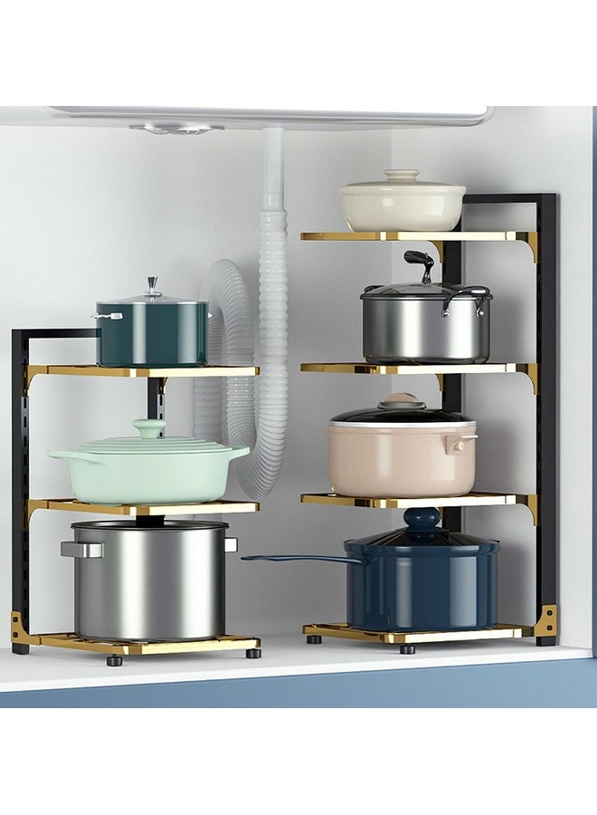 HOUSE OF QUIRK House of Quirk 4-Layer Pots and Pans Organizer for Cabinet, Heavy Duty Pot Pan Rack, Height Adjustable Under Sink Organizer, Cookware Stand for Griddles, Pans, and Bakeware  - Image 4