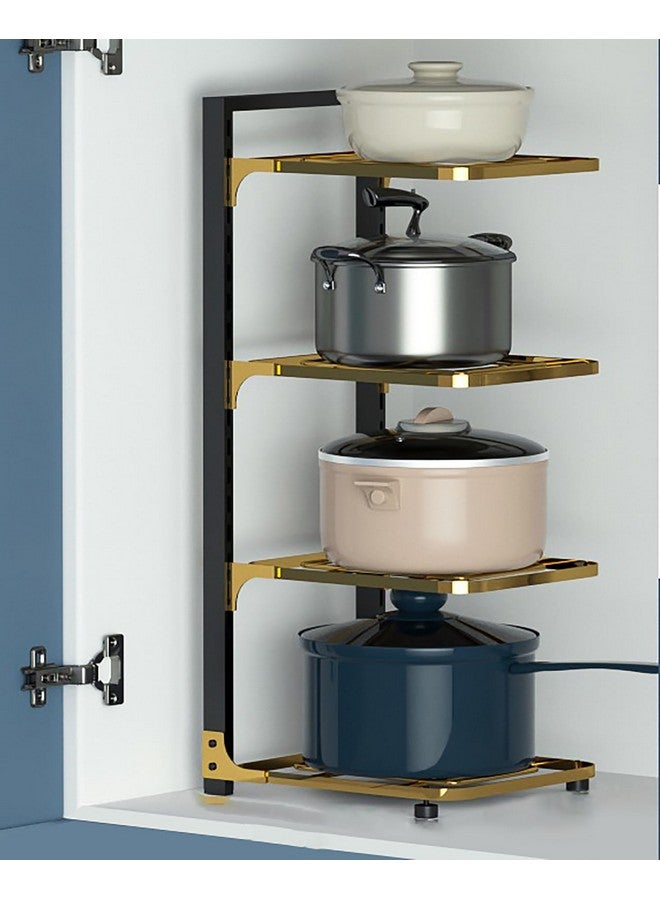 HOUSE OF QUIRK House of Quirk 4-Layer Pots and Pans Organizer for Cabinet, Heavy Duty Pot Pan Rack, Height Adjustable Under Sink Organizer, Cookware Stand for Griddles, Pans, and Bakeware  - Image 1