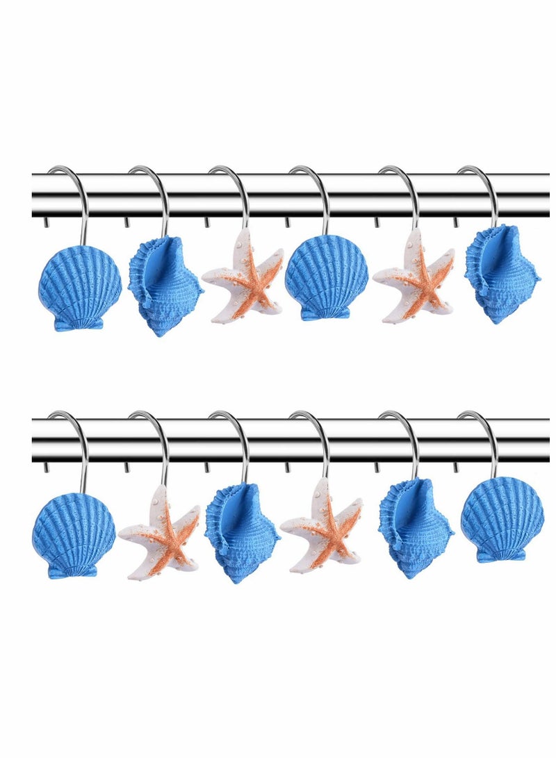 Seashell Shower Curtain Hooks, Anti Rust Decorative Resin Hooks for Bathroom, Baby Room, Bedroom, Living Room Decor 12Pcs - Image 3
