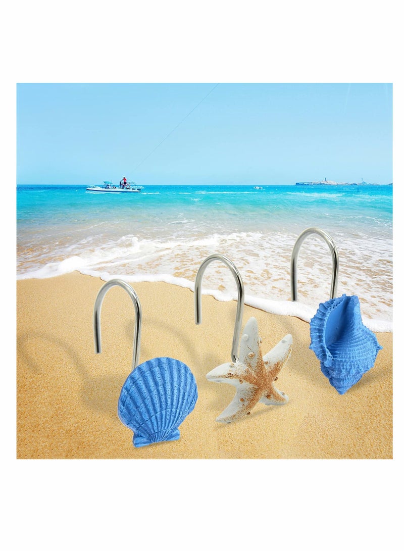 Seashell Shower Curtain Hooks, Anti Rust Decorative Resin Hooks for Bathroom, Baby Room, Bedroom, Living Room Decor 12Pcs - Image 2