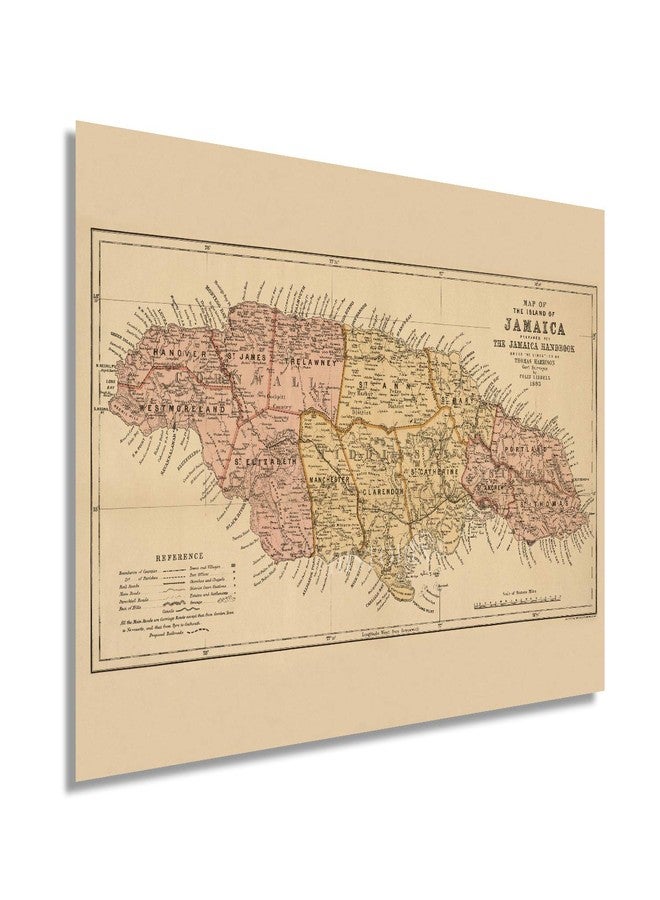 HISTORIX Vintage 1893 Jamaica Map - 24x36 Inch Wall Art Decor Featuring the Island’s Administrative and Political Divisions - Image 1