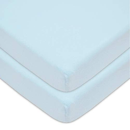 American Baby Company American Baby Company 2 Pack 100 Natural Cotton Fitted Pack and Play Sheets 39 x 27 Soft Breathable Pack N Play Sheets for Playard Mini Crib Mattress Blue for Boys Girls 