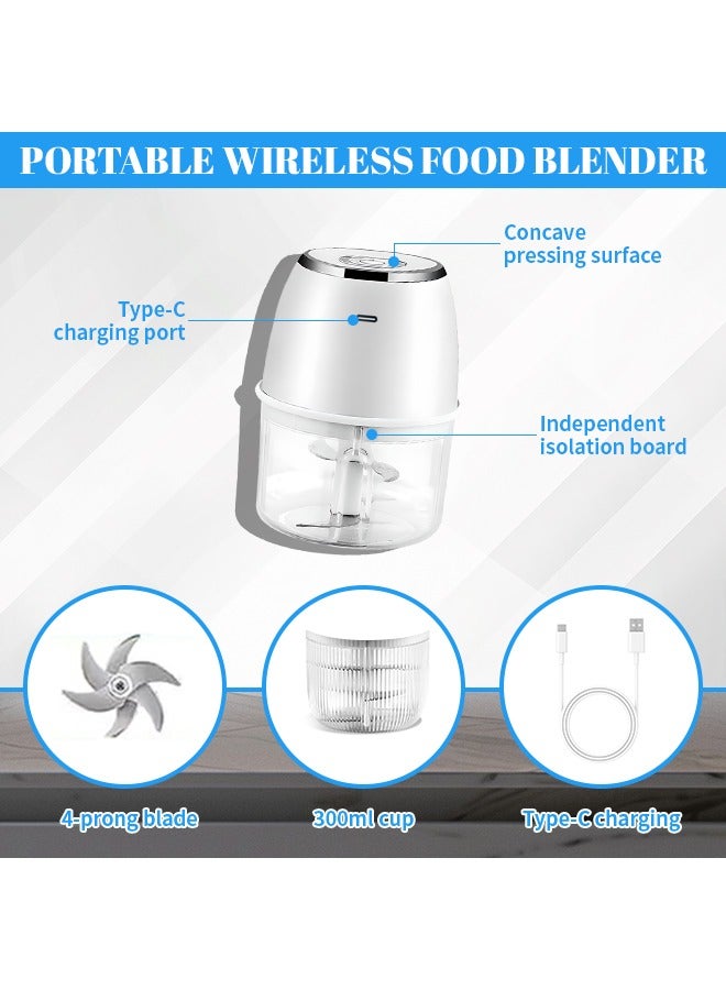 300ml Electric Food Chopper, Removable Vegetable Chopper, Long-Lasting Battery Life, Perfect for Cutting Garlic, Onions, Vegetables  - Image 3