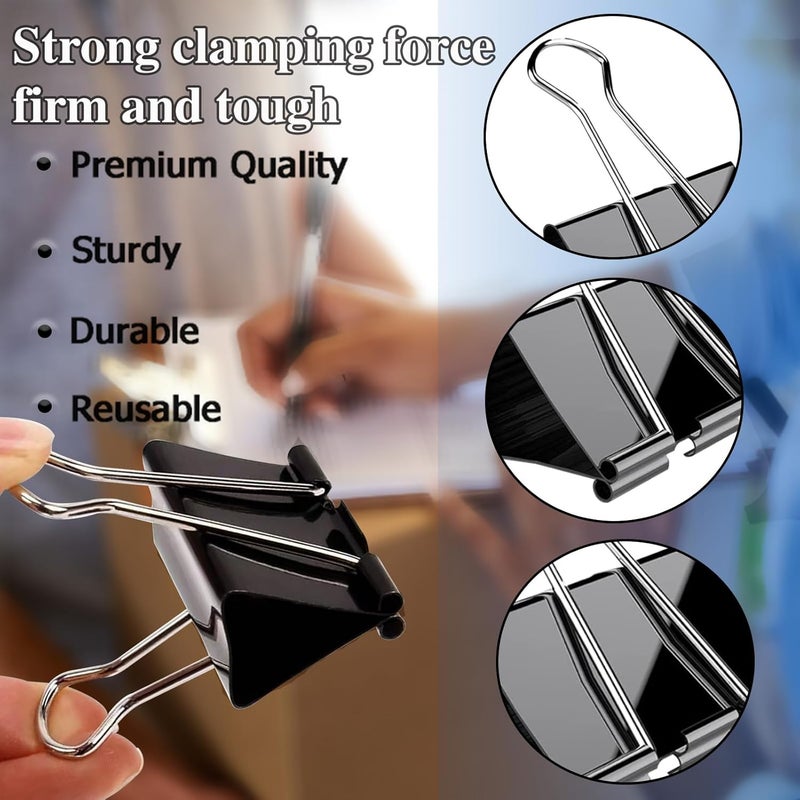 COLOGO Extra Large Binder Clips 2.4 Inch (60 Pack), Large Binder Clips Big Paper Clips Clamps for Office and Home Supplies, Black - Image 2