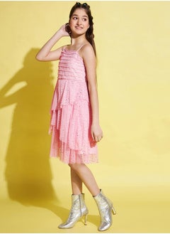 Stylo Bug Embellished Layered Strappy A-Line Dress by Styli  - Image 3