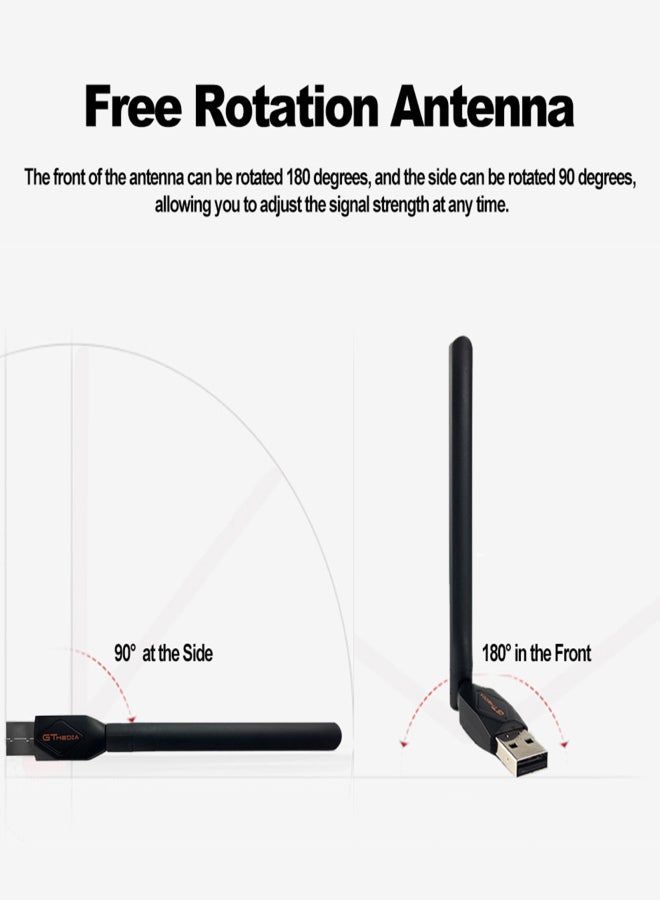 GTMEDIA 150Mbps USB WiFi Dongle USB2.0 Wireless Network WiFi Adapter Ethernet 802.11b/g/n w/ Antenna for DVB-S2 STB - Image 4