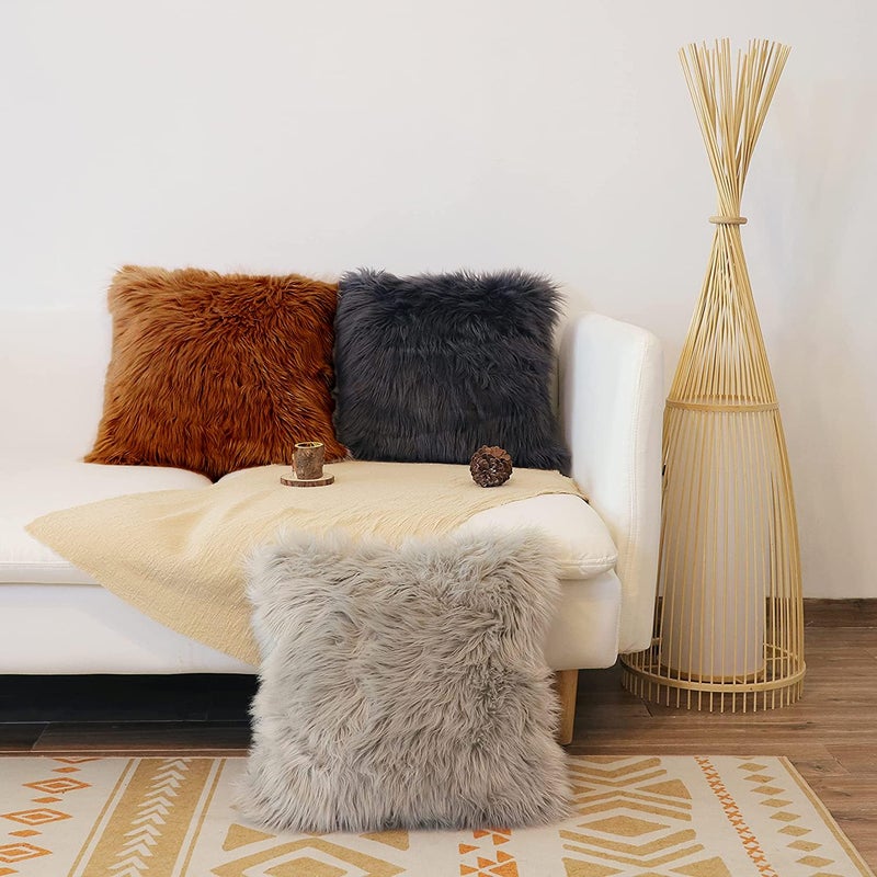 PICKKART Set of 3 Plush Pillow Small Size 12x12 Inches (Black White Coffee) - Image 1
