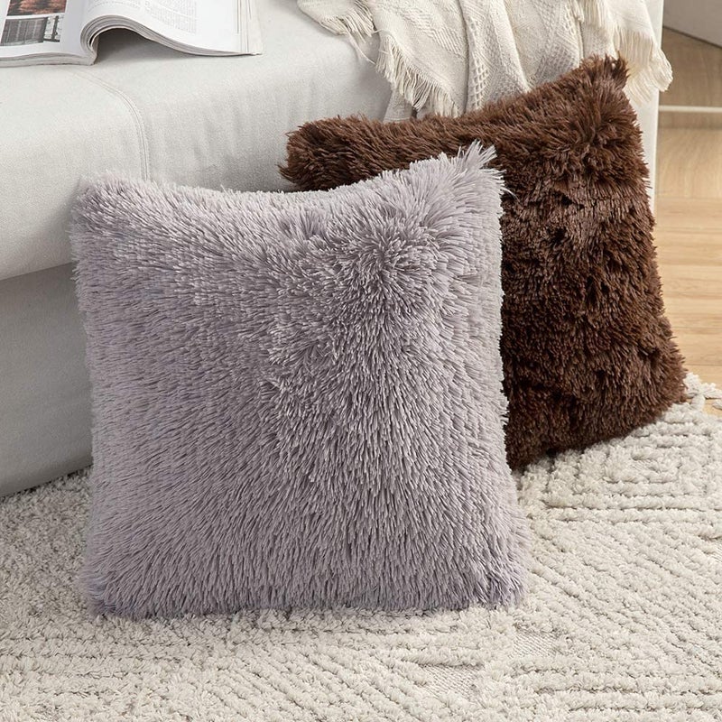 PICKKART Set of 3 Plush Pillow Small Size 12x12 Inches (Black White Coffee) - Image 2
