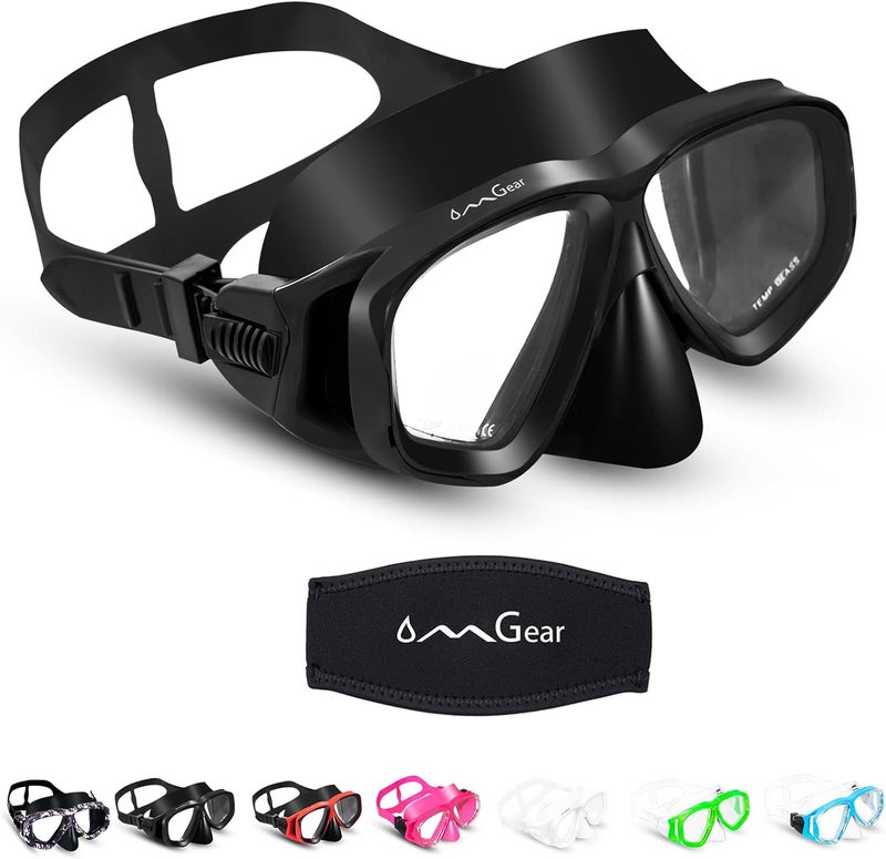 OMGear Swim Mask Dive Goggles Swimming Goggles with Nose Cover Snorkeling Gear Junior Adult Snorkel Mask for Scuba Diving Spearfishing Neoprene Strap Impact Resistance - Image 1