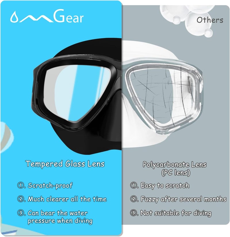 OMGear Swim Mask Dive Goggles Swimming Goggles with Nose Cover Snorkeling Gear Junior Adult Snorkel Mask for Scuba Diving Spearfishing Neoprene Strap Impact Resistance - Image 5