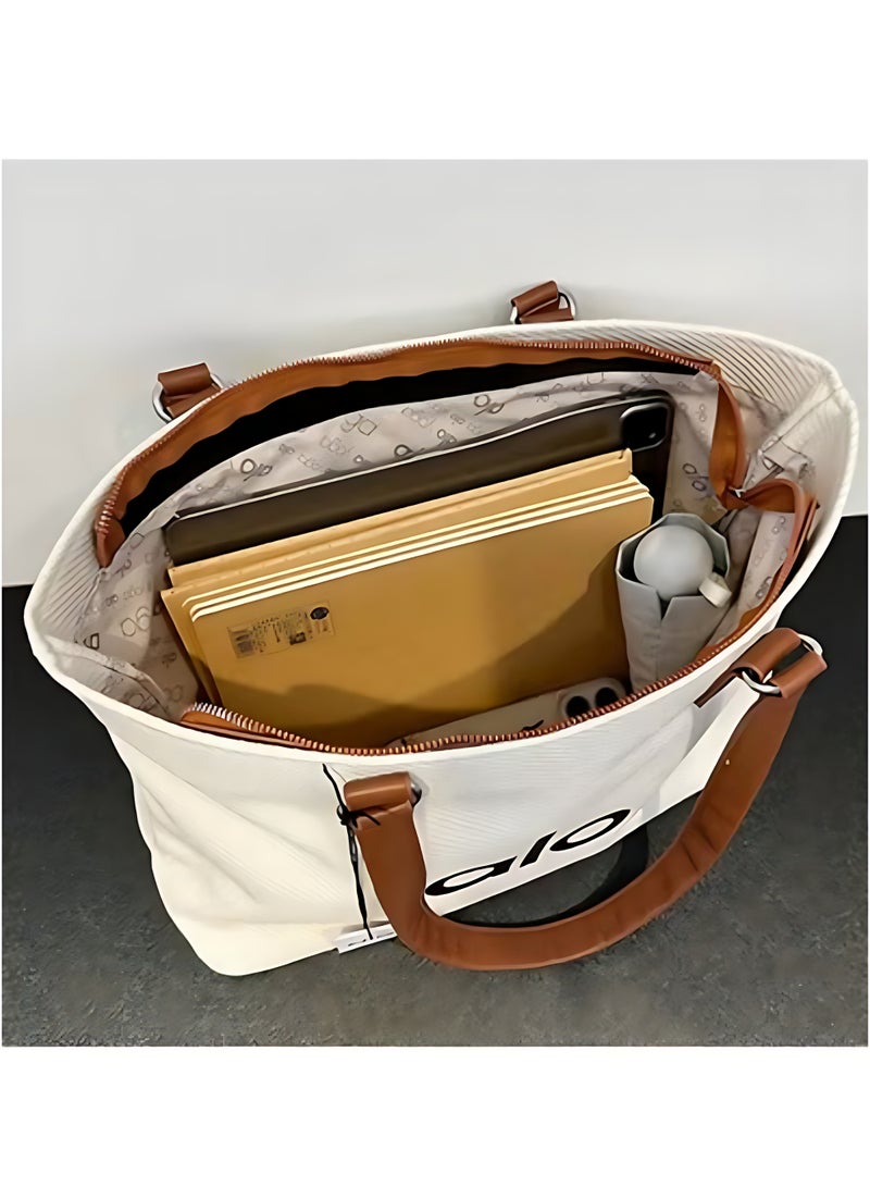 Alo Casual Tote Bag, Canvas Fabric, Large Reusable Shoulder Handbag for Everyday, Shopping, Travel, Work - Image 3