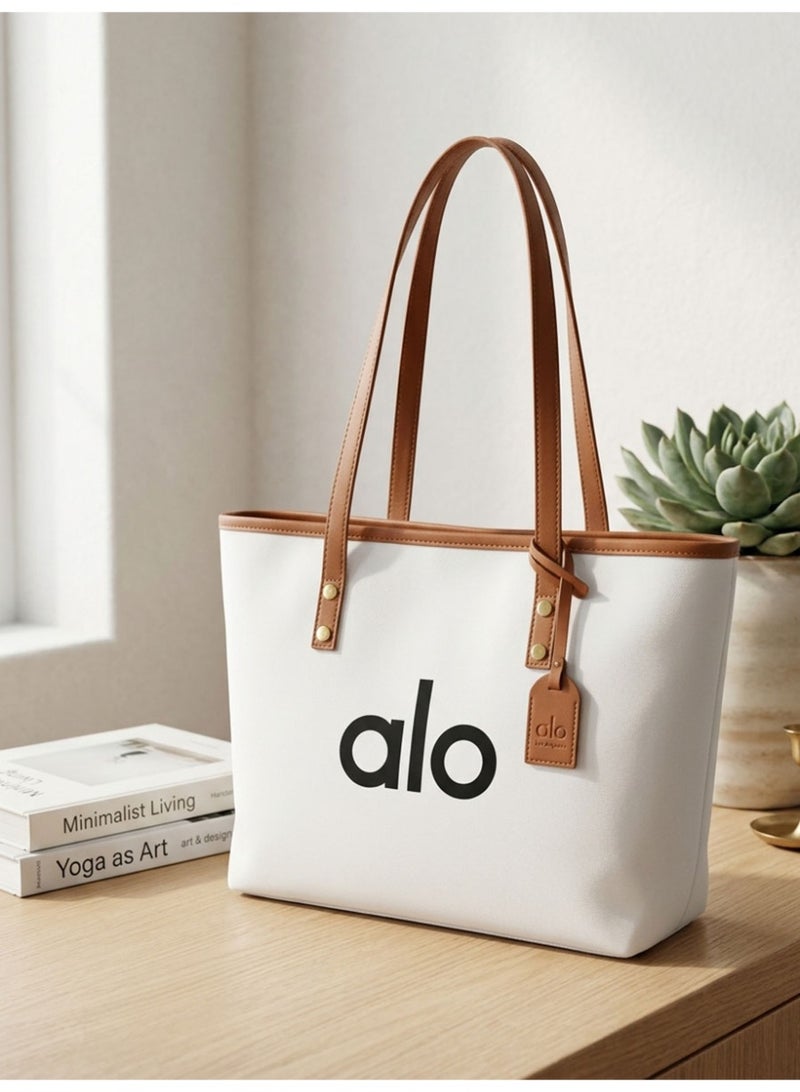 Alo Casual Tote Bag, Canvas Fabric, Large Reusable Shoulder Handbag for Everyday, Shopping, Travel, Work - Image 1