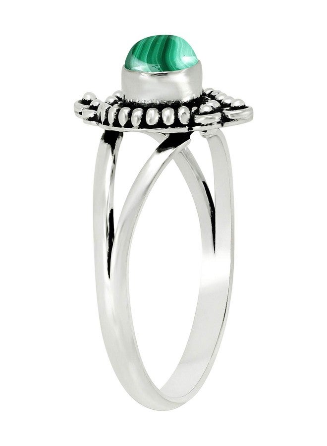 Sterling Silver Jewelry Natural Malachite Sterling Silver Plated Ring Size 8 for Women - April Birthstone Vintage Style Bohemian Handmade Jewelry Gifts for Her Mom Wife Sister - Image 2