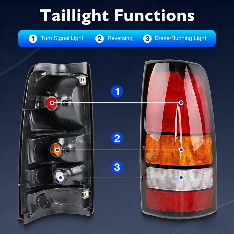 Misakomo Headlights Tail Lights Combo Compatible with 1999 2000 2001 2002 Chevy Silverado 1500/HD 2500/HD - Headlamp Taillight Assembly Replace GM2502187 GM2503187-6PCS OE-Style - Image 5
