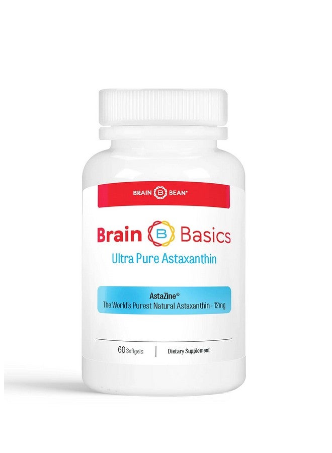 Brain-Bean Brain Basics Ultra Pure Astaxanthin - 12mg AstaZine with 6mg Vitamin E. Non-GMO, Gluten Free Astaxanthin Supplements for Memory, Focus and Clarity - 60 Softgels - Image 1