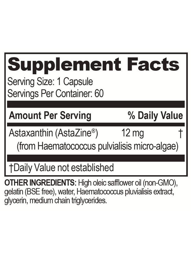 Brain-Bean Brain Basics Ultra Pure Astaxanthin - 12mg AstaZine with 6mg Vitamin E. Non-GMO, Gluten Free Astaxanthin Supplements for Memory, Focus and Clarity - 60 Softgels - Image 2