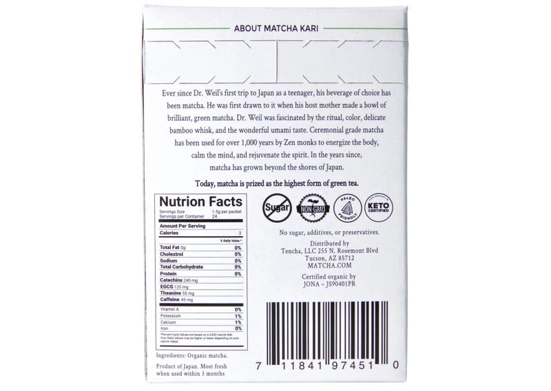 Matcha Kari Matcha Green Tea Powder Single Serving Sticks, Dr. Weil's Ceremonial Organic Matcha Powder Singles Packets - Individual Matcha Tea Packets (12) - Image 5