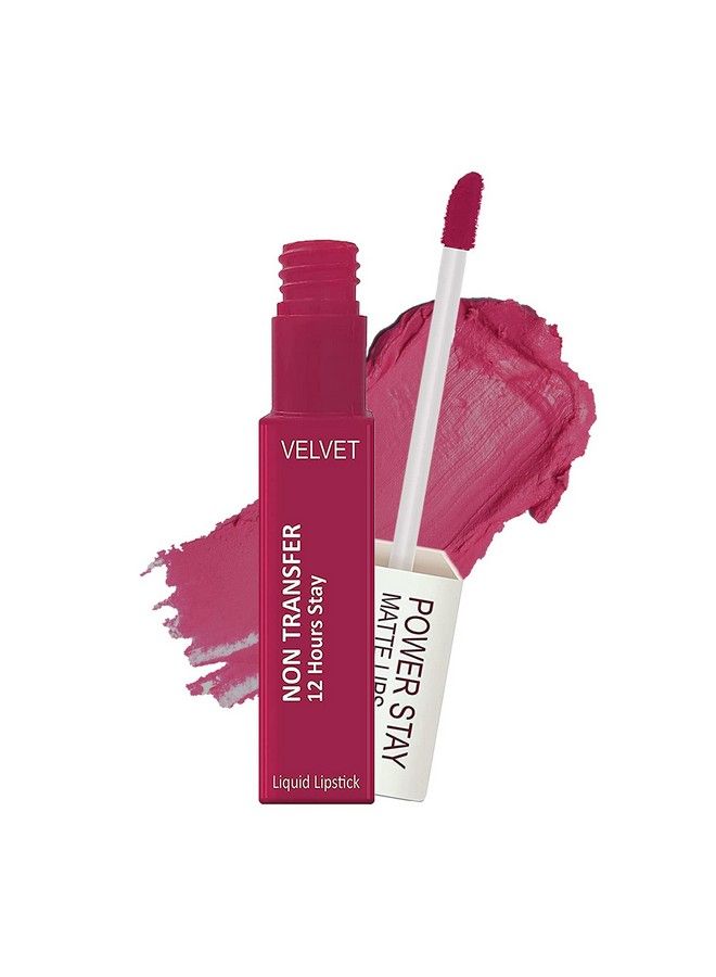krayons Power Stay Nontransfer 12Hrs Stay Matte Liquid Lipstick Mask Proof Smudgeproof Longlasting 4Ml (Pink Glam) - Image 1