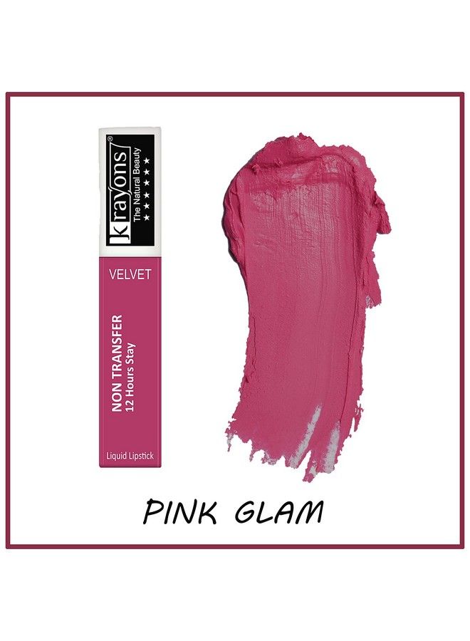 krayons Power Stay Nontransfer 12Hrs Stay Matte Liquid Lipstick Mask Proof Smudgeproof Longlasting 4Ml (Pink Glam) - Image 4
