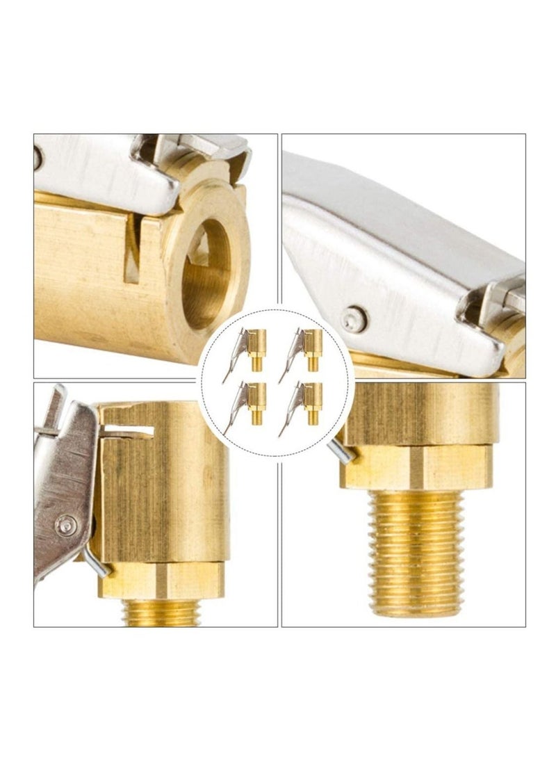 4 Pcs Air Chuck Heavy Duty Closed Flow Lock On Tire Chuck with Clip for Inflator Gauge Compressor Accessories Yellow - Image 3