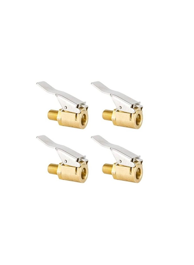 4 Pcs Air Chuck Heavy Duty Closed Flow Lock On Tire Chuck with Clip for Inflator Gauge Compressor Accessories Yellow - Image 1