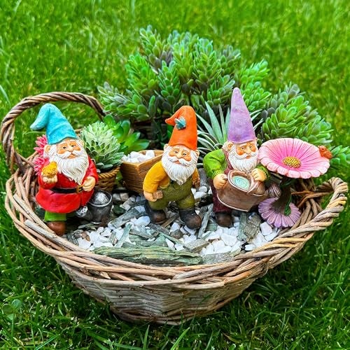 Mood Lab Miniature Gardening Gnomes Set of 4 pcs - 3,5" H Garden Gnome Figurines & Accessories Kit - Outdoor or House Decor - Image 2