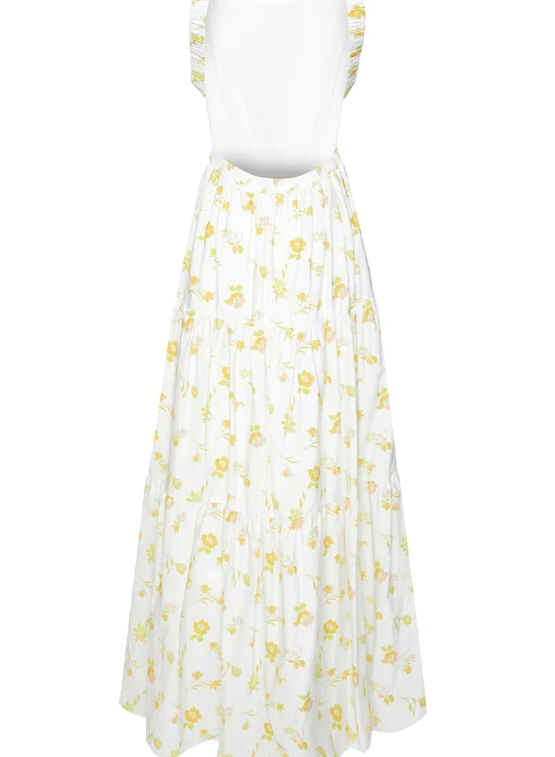 ترو ديكادينس Lorna Cream Yellow Floral Tiered Backless Maxi Dress