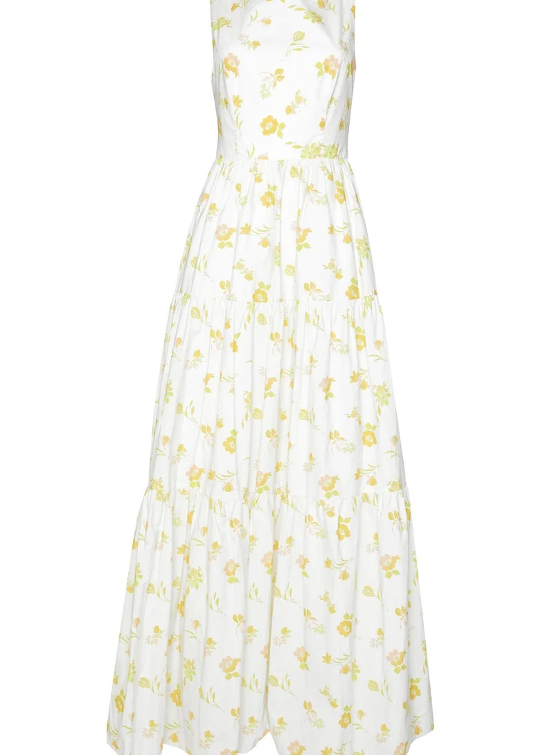 ترو ديكادينس Lorna Cream Yellow Floral Tiered Backless Maxi Dress