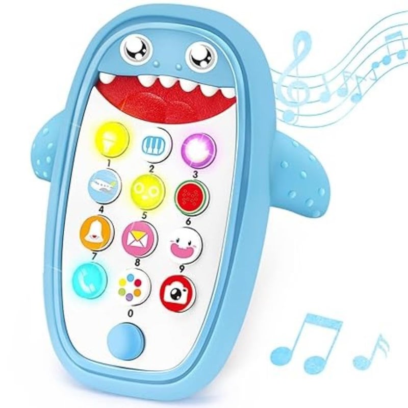 AMERTEER Kids' Cell Phone Toy with Silicone Cover - Educational Learning and Play Tool in (Blue)