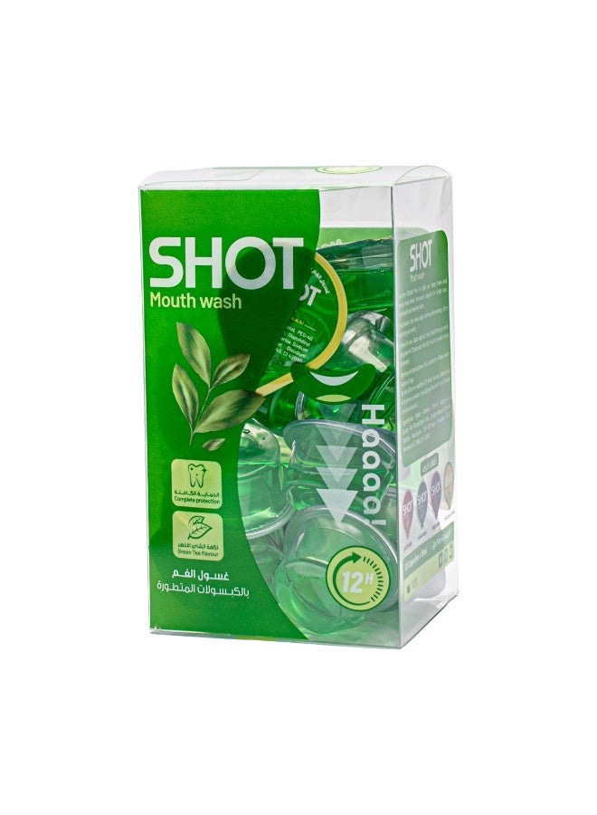 شوت كبسولات غسول الفم بنكهة الشاي الأخضر من شوت – 20 قطعة 15 مل - Image 1