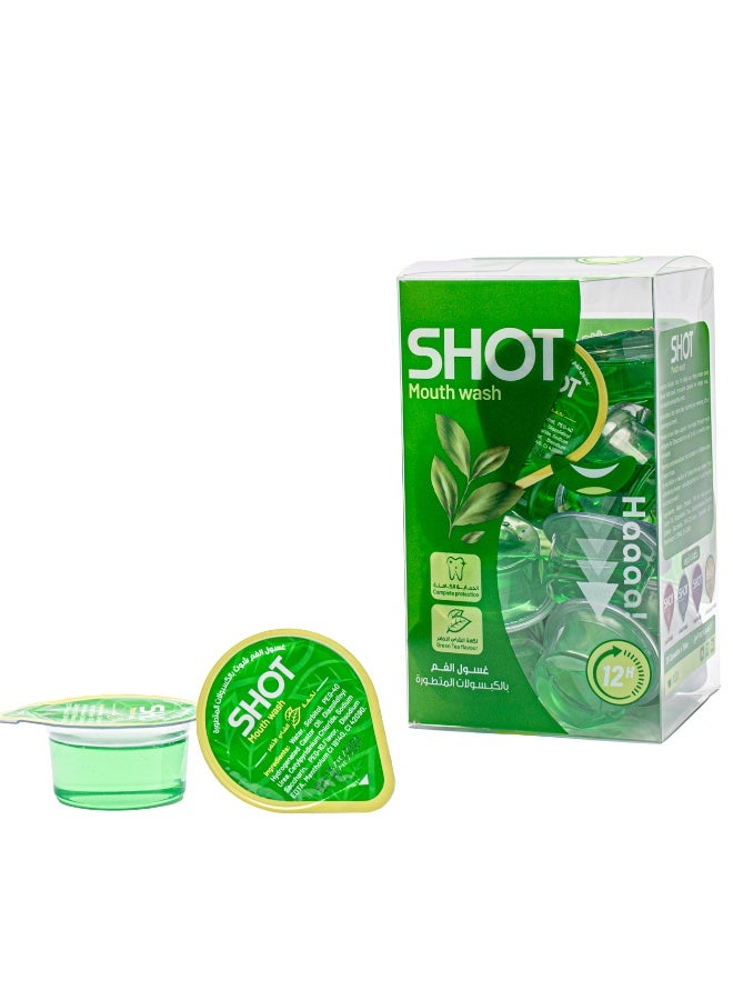 شوت كبسولات غسول الفم بنكهة الشاي الأخضر من شوت – 20 قطعة 15 مل - Image 2