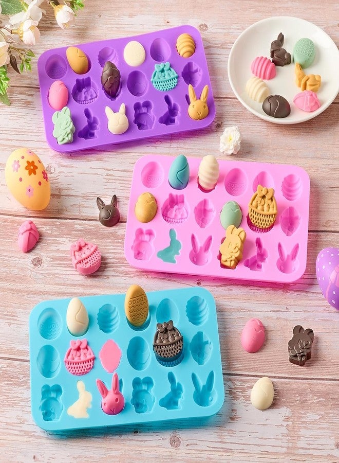 Skytail 3pc 18 Slot Easter Silicone Chocolate Molds Bunny Egg Gummy Candy Molds Bunny Rabbit Shapes for Baking Easter Party Chocolate Sweets Snacks Cupcake Muffin Ice Cube Jelly Resin Soap Wax Melts - Image 3