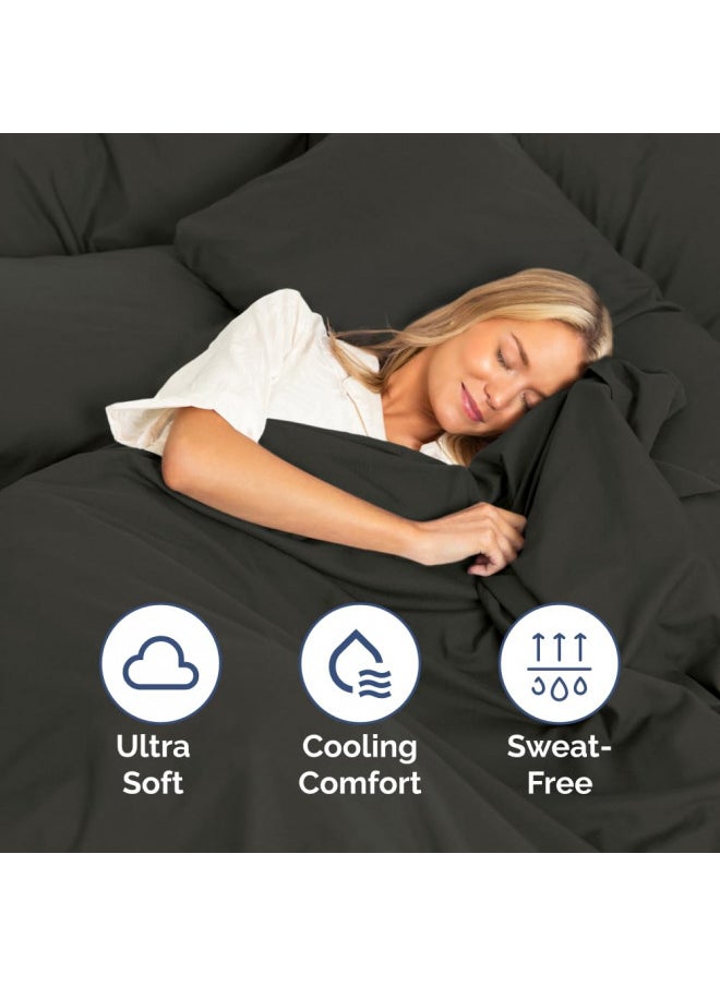 CGK Unlimited - King Size 4 Piece Sheet Set - Comfy Breathable & Cooling Sheets - Hotel Luxury Bed Sheets for Women & Men - Deep Pockets, Easy-Fit, Extra Soft & Wrinkle Free Sheets - Charcoal Oeko-Tex Bed Sheet Set - Image 1
