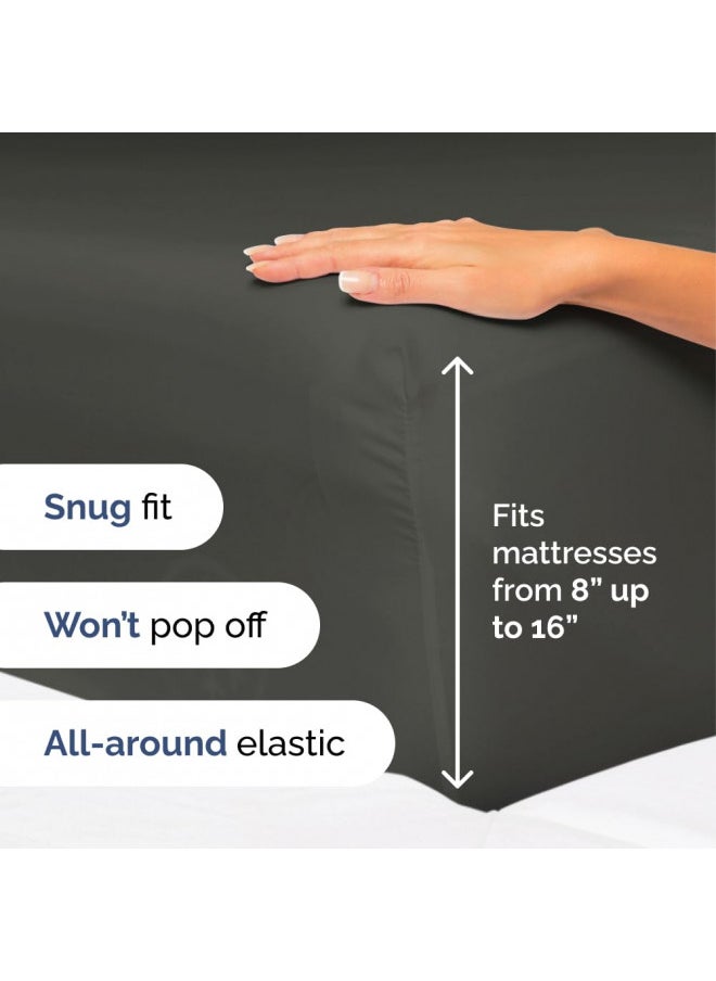CGK Unlimited - King Size 4 Piece Sheet Set - Comfy Breathable & Cooling Sheets - Hotel Luxury Bed Sheets for Women & Men - Deep Pockets, Easy-Fit, Extra Soft & Wrinkle Free Sheets - Charcoal Oeko-Tex Bed Sheet Set - Image 1