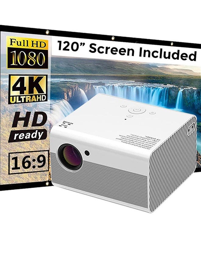 Mi VAZA Portable Projector LED TV Video Projector, 4K Full HD 1080P With 120" Projector Screen Home Theater Portable Mini Outdoor Projector With Stereo 10W Bluetooth Speaker Compatible with HDMI, PC, TV Stick, TV box, Console  - Image 1