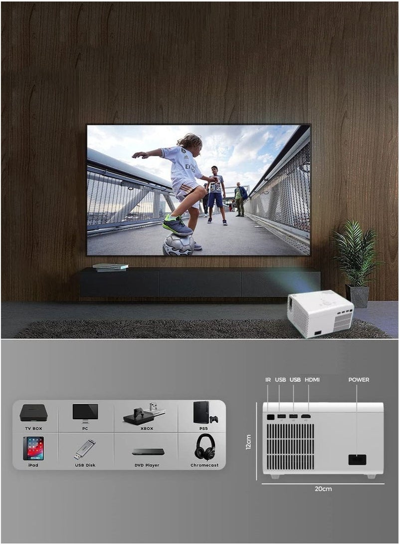 Mi VAZA Portable Projector LED TV Video Projector, 4K Full HD 1080P With 120" Projector Screen Home Theater Portable Mini Outdoor Projector With Stereo 10W Bluetooth Speaker Compatible with HDMI, PC, TV Stick, TV box, Console  - Image 5