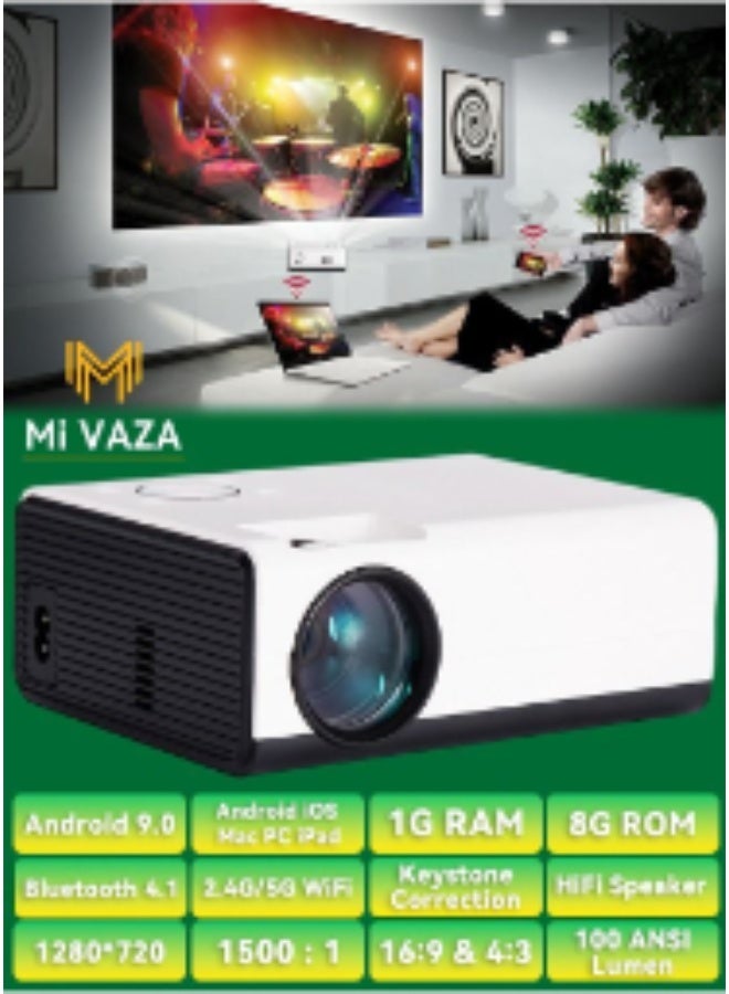 Mi VAZA Portable Projector LED TV Video Projector, 4K Full HD 1080P With 120" Projector Screen Home Theater Portable Mini Outdoor Projector With Stereo 10W Bluetooth Speaker Compatible with HDMI, PC, TV Stick, TV box, Console  - Image 3