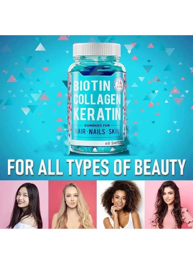NexusTek For Thicker, Shiny Hair, Strong Nails & Hydrated, Youthful Skin | Biotin Collagen Keratin Gummies Hot Seller | 60 Chewable Soft Gummies - Image 5