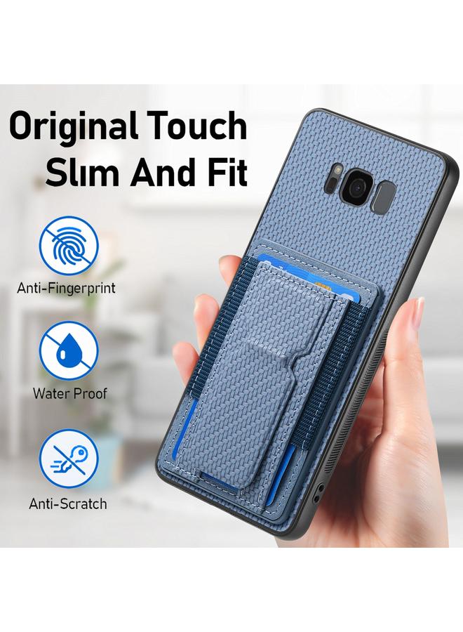 S-TOP Case For Samsung Galaxy S8+ Carbon Fiber Fold Stand Elastic Card Bag Phone Case - Image 5