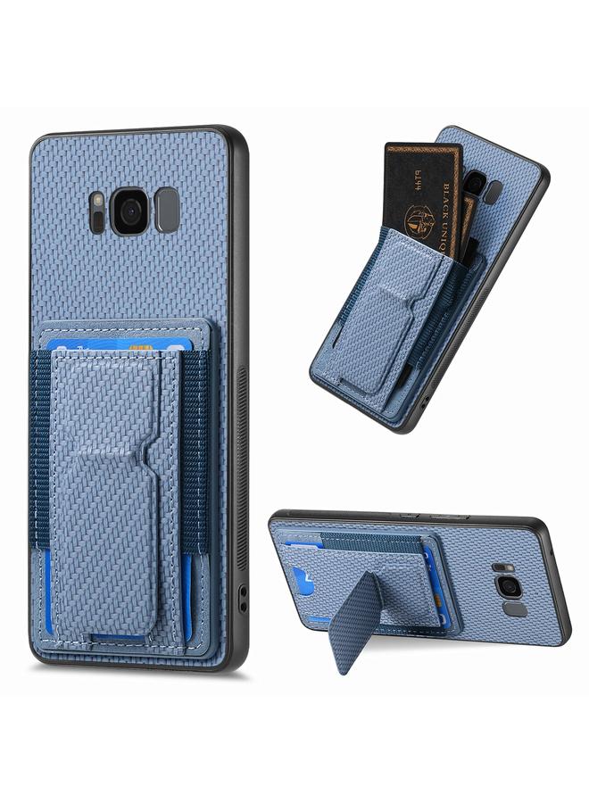 S-TOP Case For Samsung Galaxy S8+ Carbon Fiber Fold Stand Elastic Card Bag Phone Case - Image 1