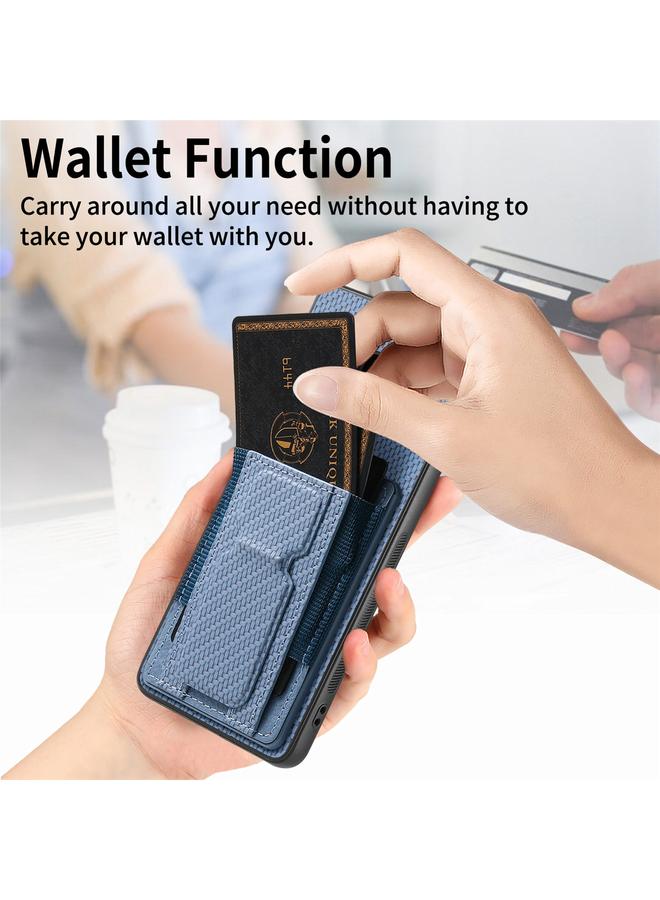 S-TOP Case For Samsung Galaxy S8+ Carbon Fiber Fold Stand Elastic Card Bag Phone Case - Image 4