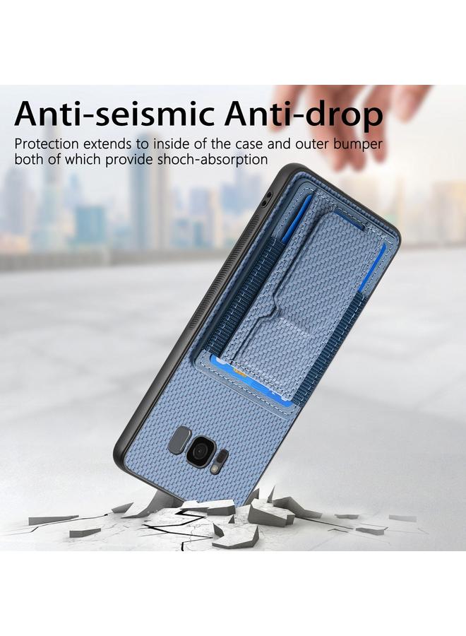 S-TOP Case For Samsung Galaxy S8+ Carbon Fiber Fold Stand Elastic Card Bag Phone Case - Image 3
